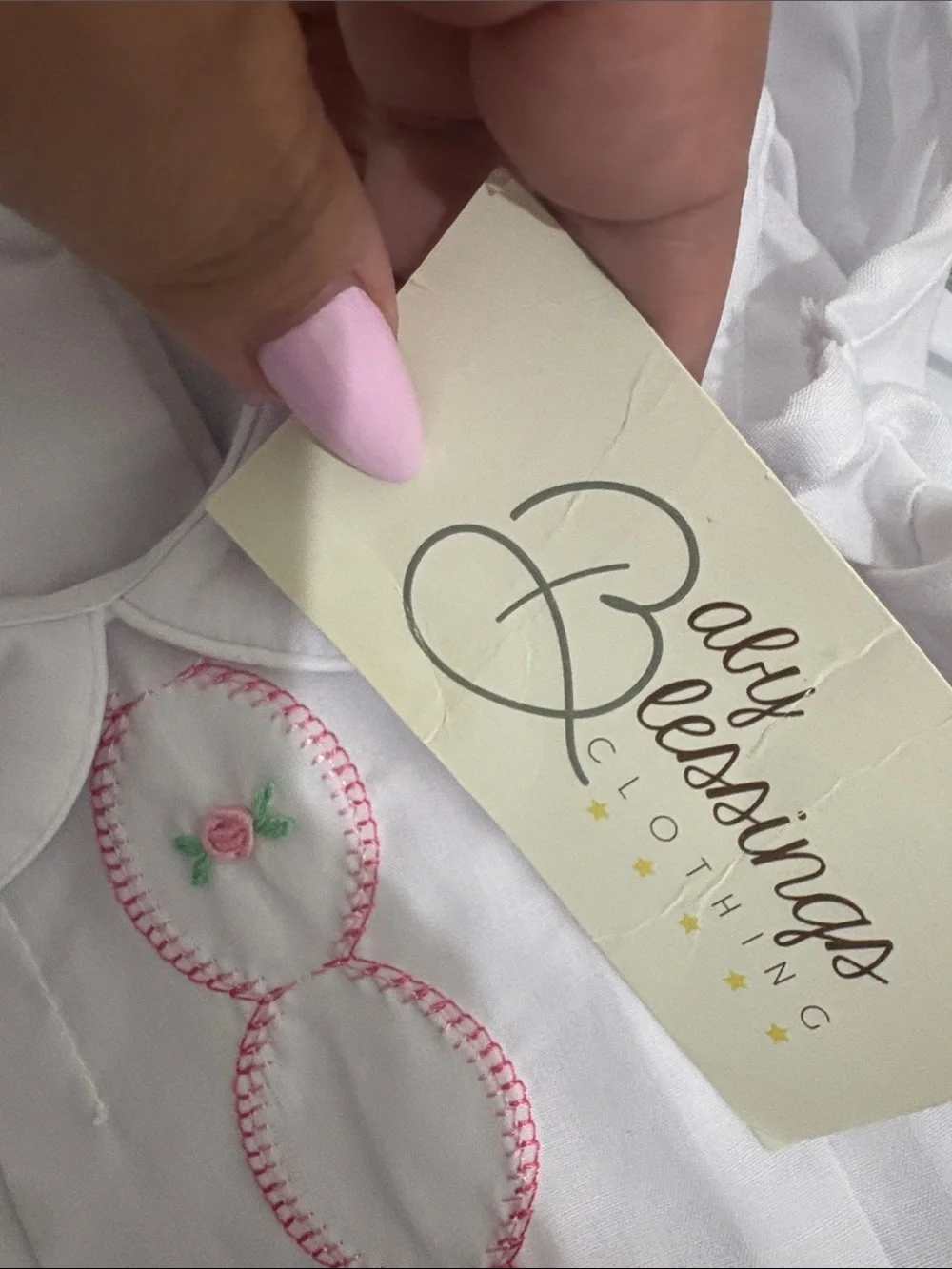 NWT Baby BlessingsClothing White Embroidered Bubble Romper with Pink Accents